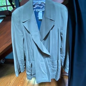 DESIGNER JIL SANDER DRAPEY KHAKI OVERSIZED BLAZER
